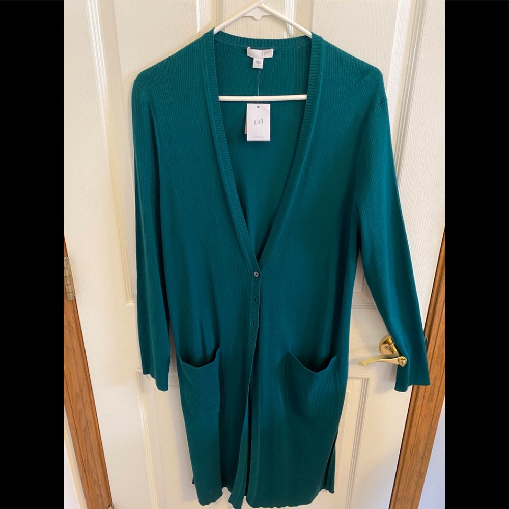 JJill Long Cardigan. Size M. Teal green.